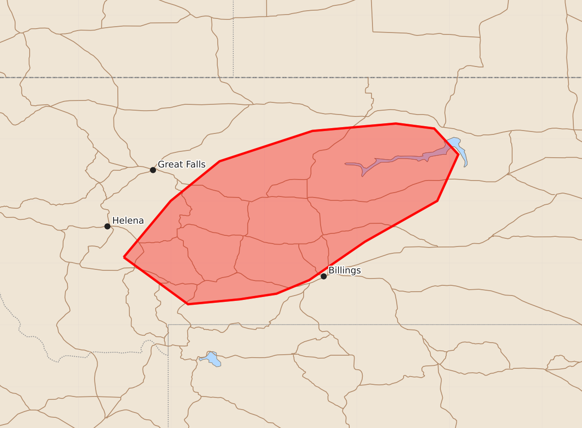 Risk area map for Mesoscale Discussion 1615