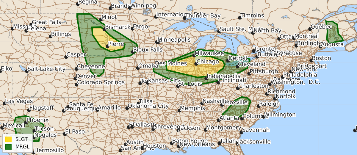 Risk area map for Day 1 Convective Outlook