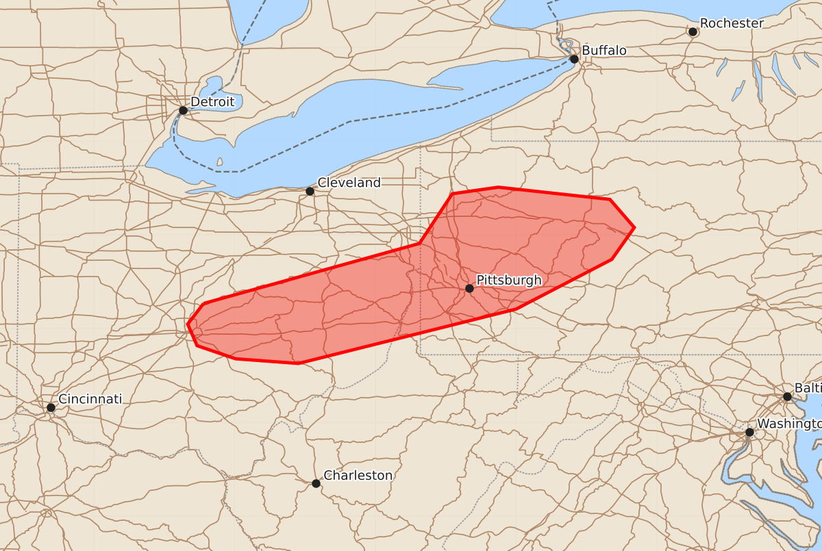 Risk area map for Mesoscale Discussion 1655