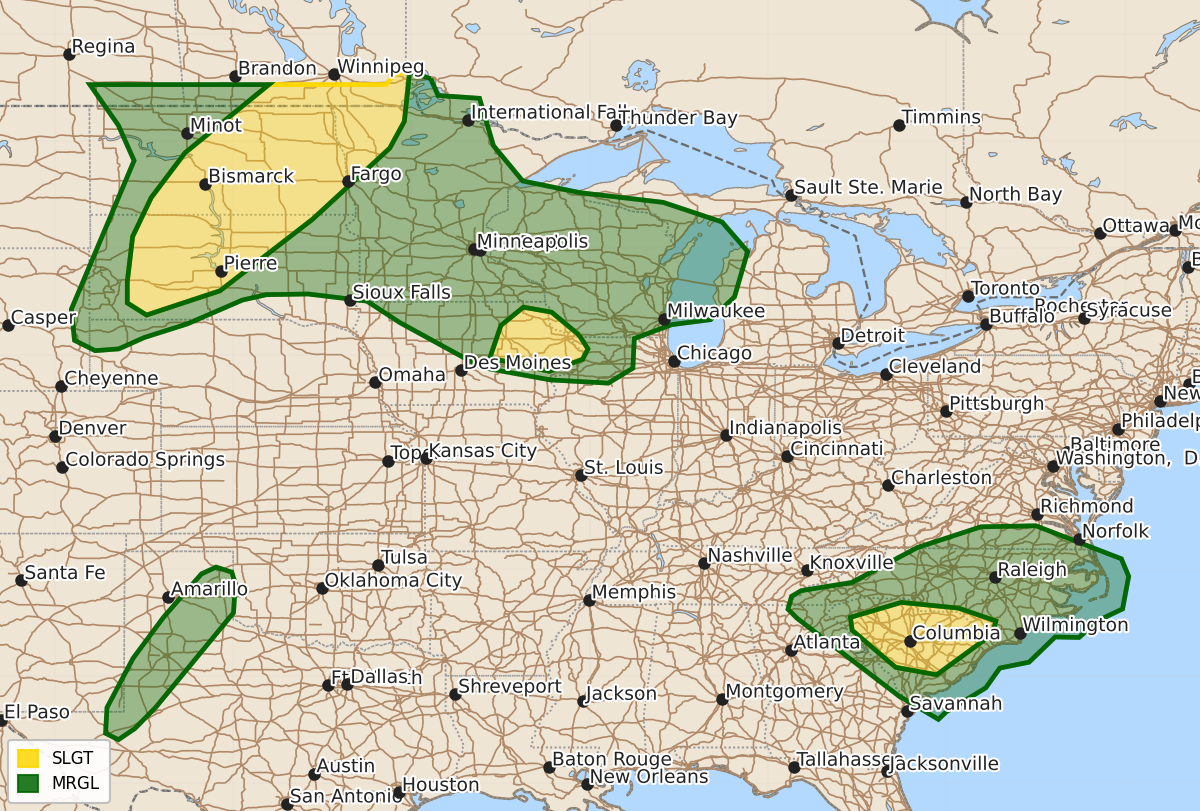 Risk area map for Day 1 Areal Outline