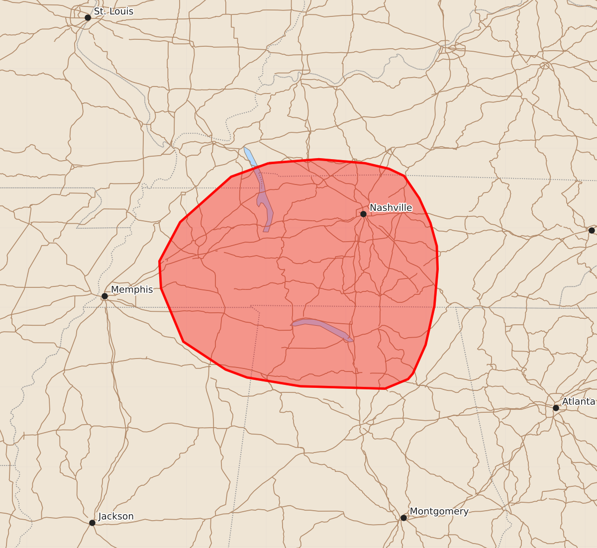 Risk area map for Mesoscale Discussion 1438