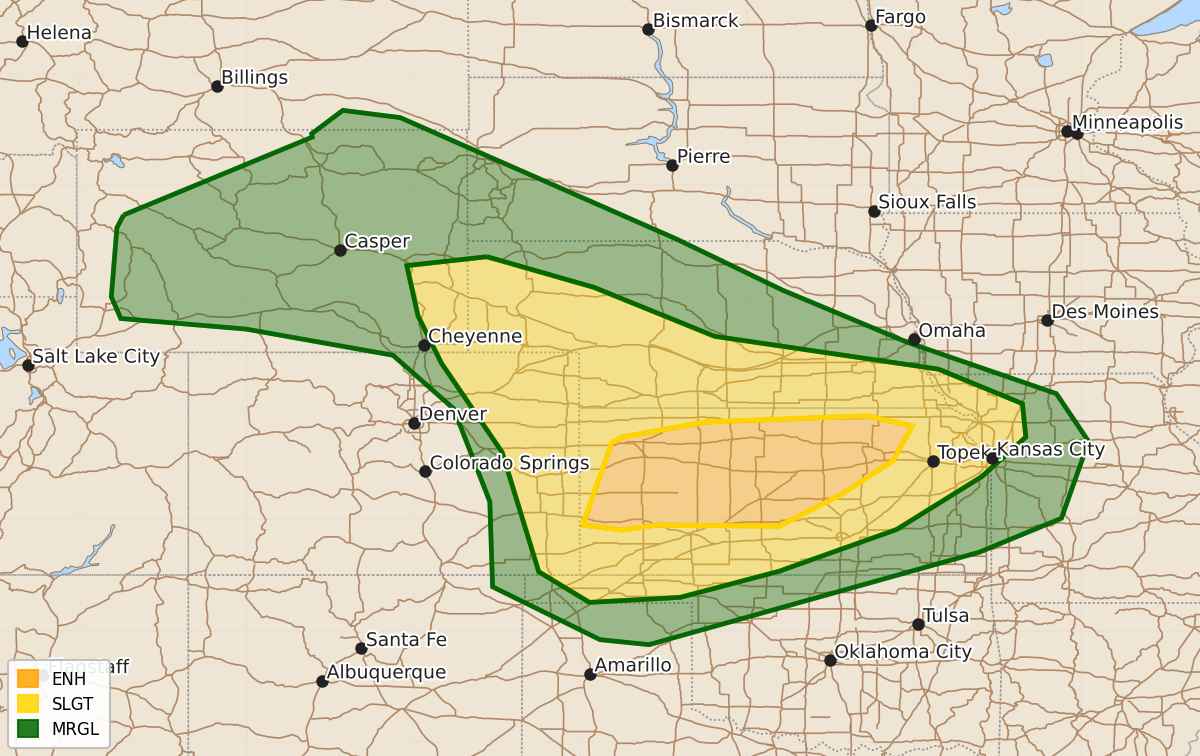 Risk area map for Day 1 Areal Outline