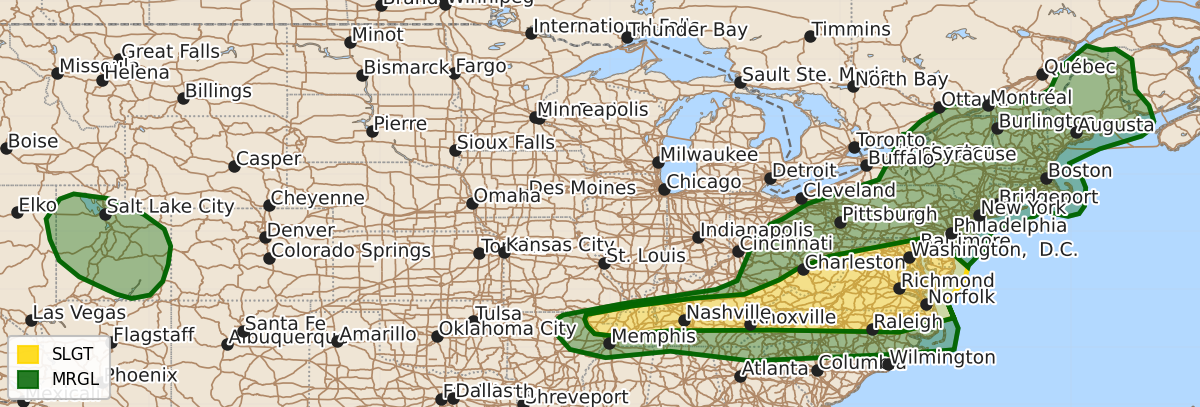Risk area map for Day 1 Areal Outline