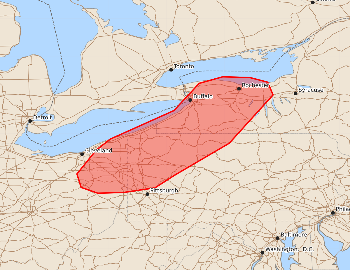 Risk area map for Mesoscale Discussion 1646
