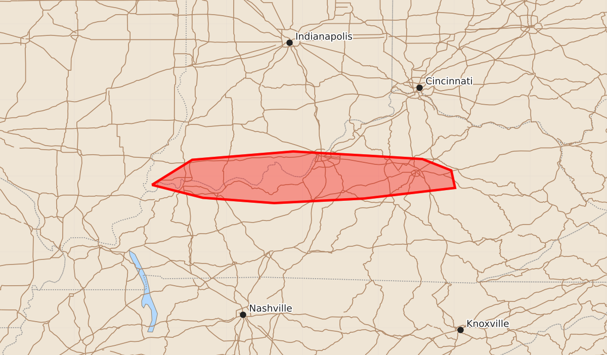 Risk area map for Mesoscale Discussion 1245