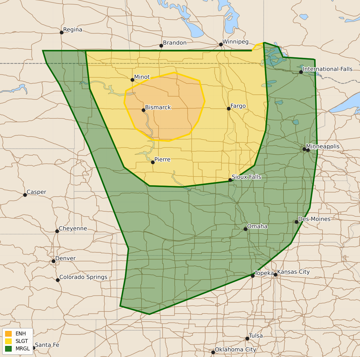 Risk area map for Day 3 Convective Outlook