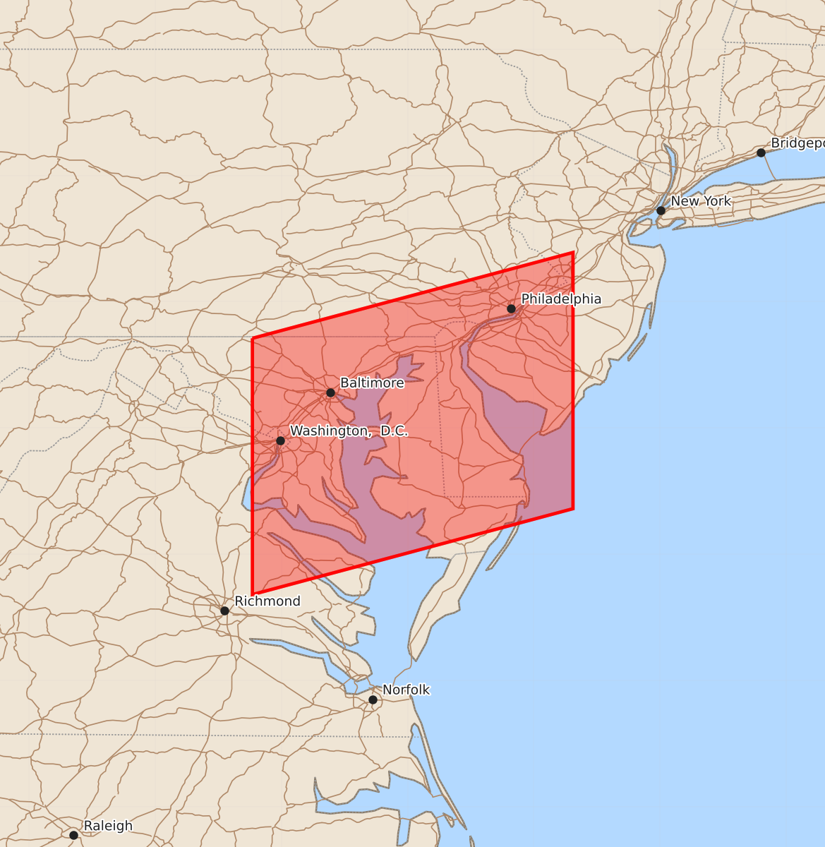 Risk area map for Watch 605 Outline