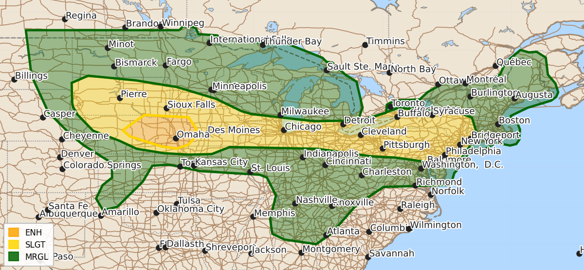 Risk area map for Day 1 Areal Outline