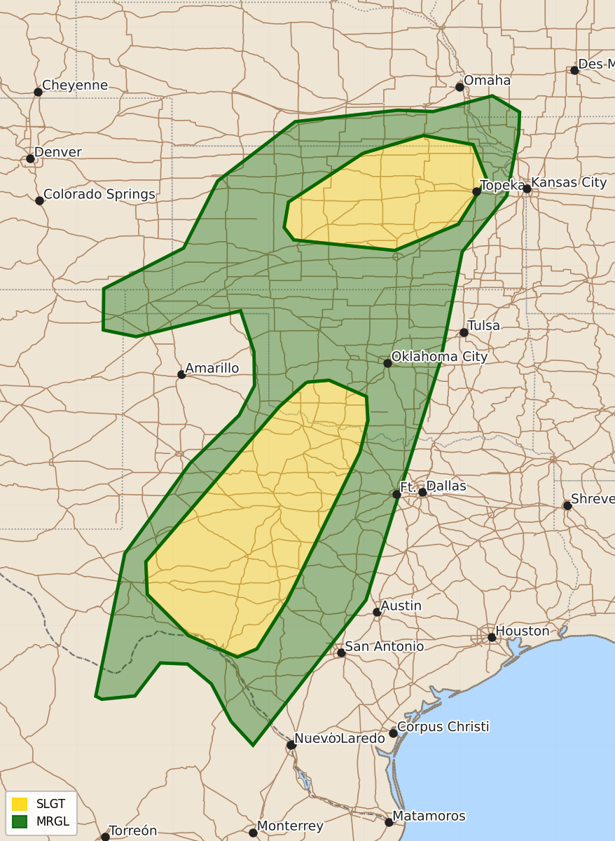 Risk area map for Day 1 Areal Outline