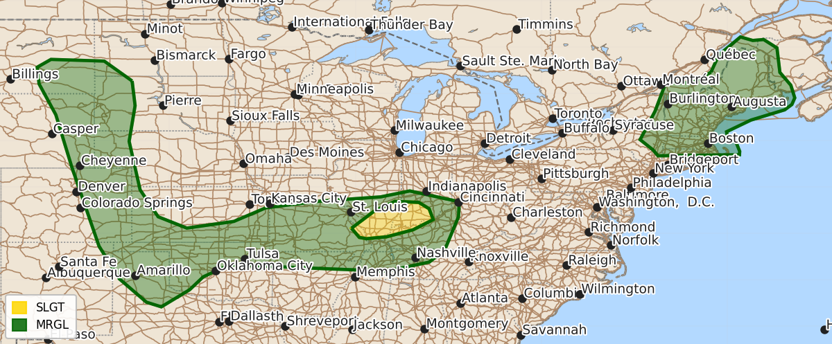 Risk area map for Day 2 Areal Outline