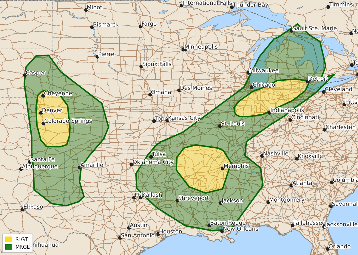 Risk area map for Day 1 Areal Outline