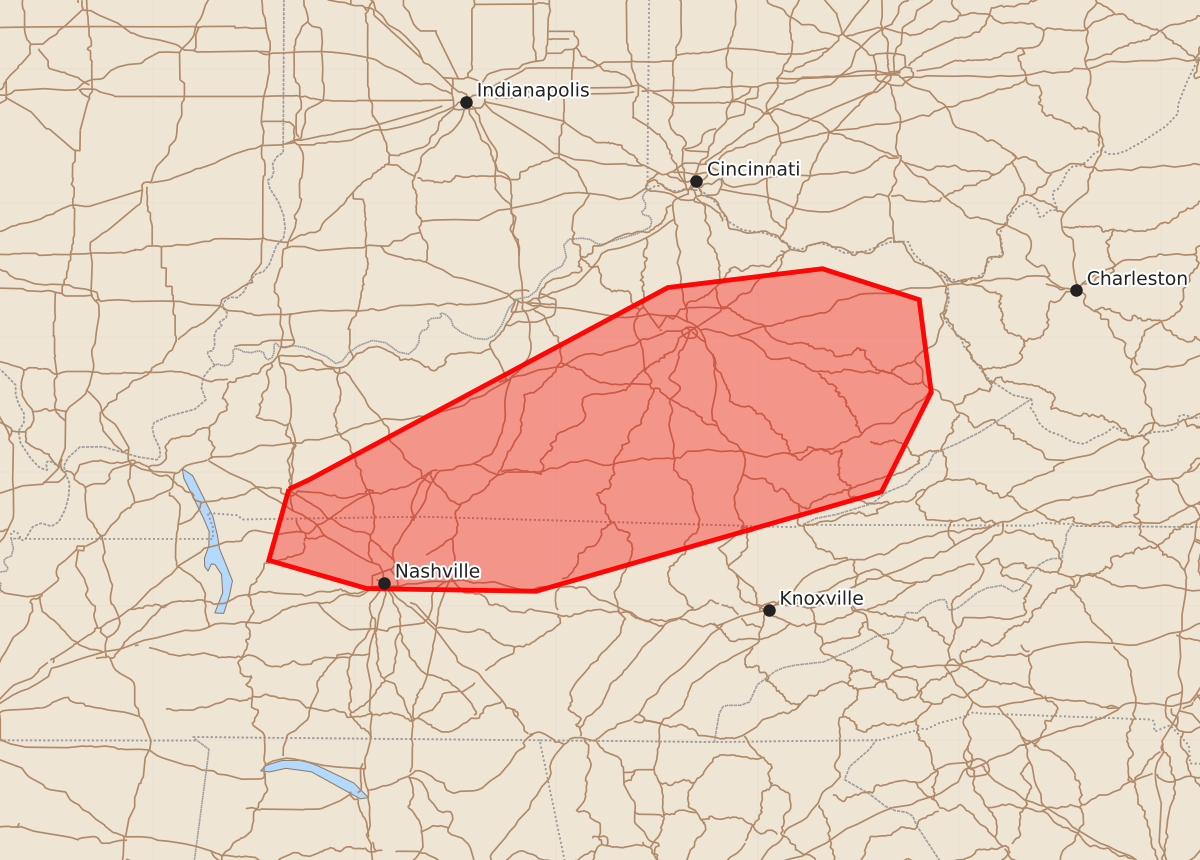 Risk area map for Mesoscale Discussion 2088