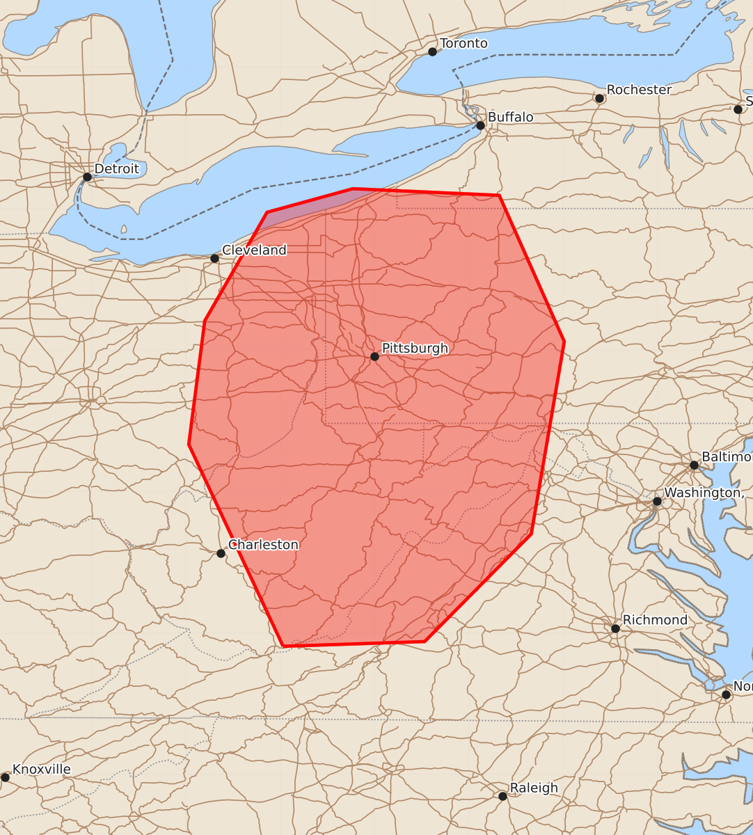 Risk area map for Mesoscale Discussion 1087