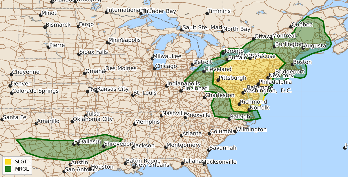 Risk area map for Day 3 Areal Outline