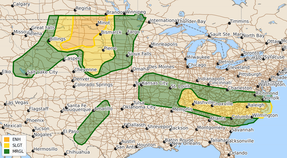 Risk area map for Day 1 Areal Outline