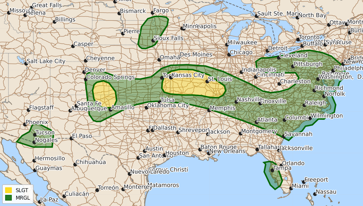 Risk area map for Day 1 Areal Outline