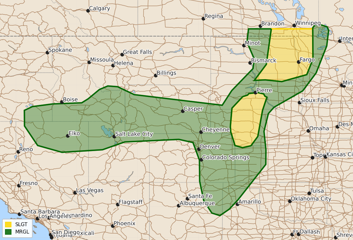 Risk area map for Day 1 Areal Outline