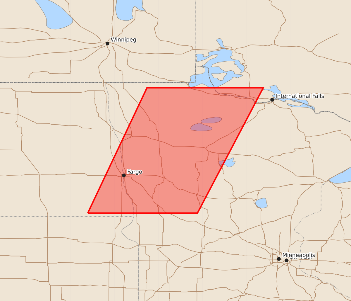 Risk area map for Watch 537 Outline