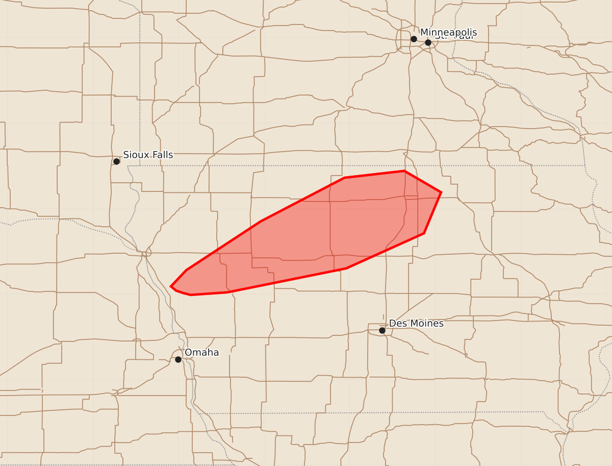 Risk area map for Mesoscale Discussion 2296