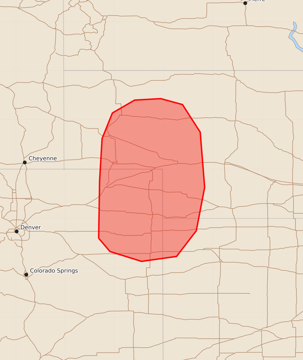 Risk area map for Mesoscale Discussion 1903