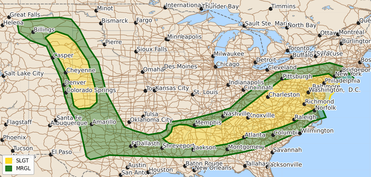 Risk area map for Day 1 Areal Outline