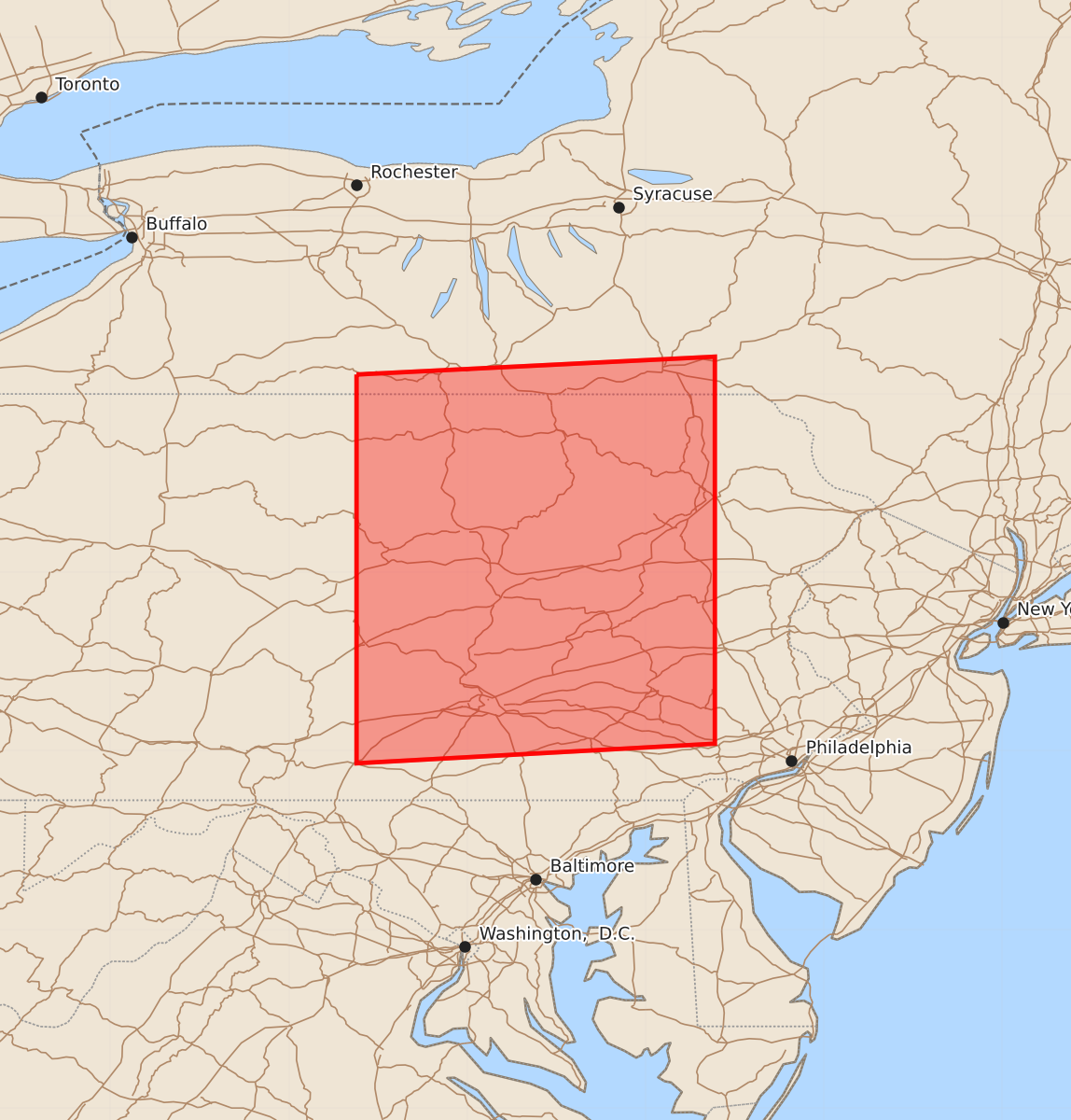 Risk area map for Watch 553 Outline