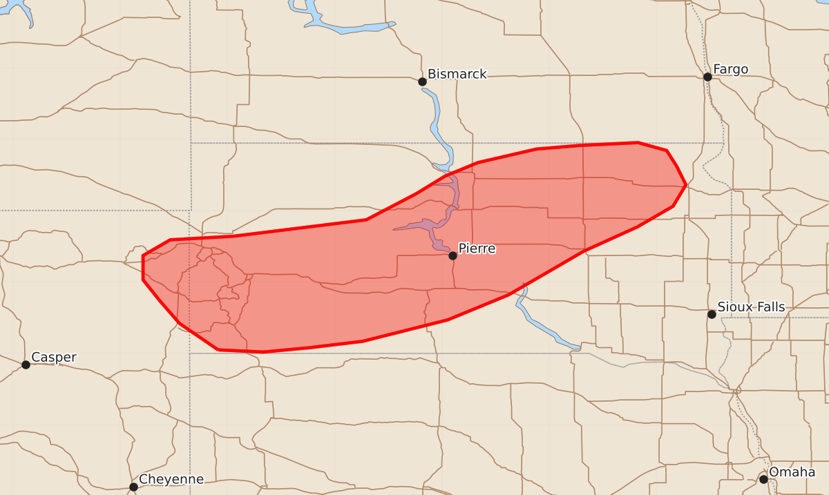 Risk area map for Mesoscale Discussion 1537