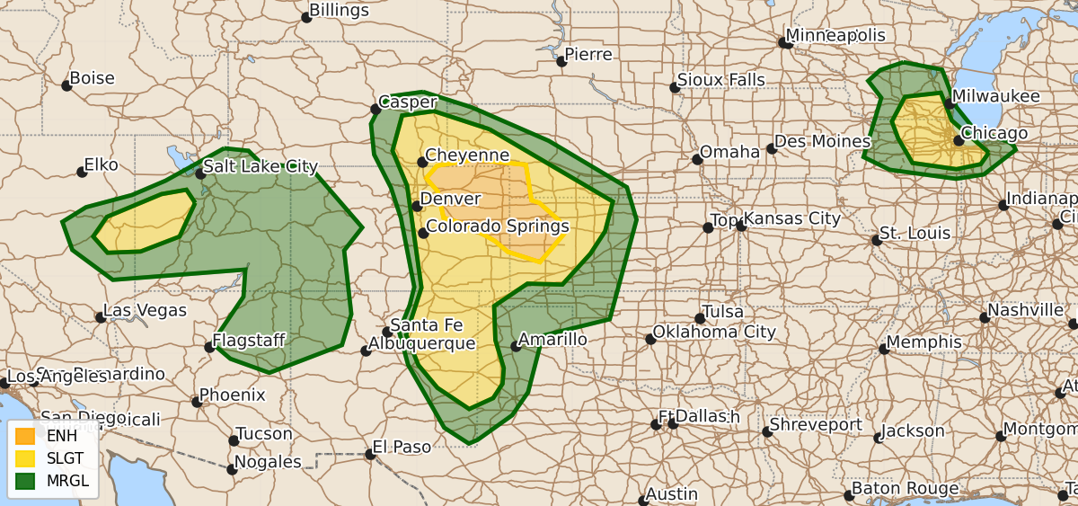 Risk area map for Day 1 Convective Outlook