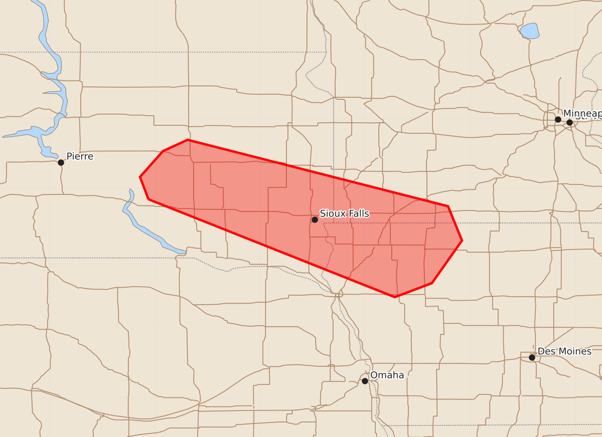 Risk area map for Mesoscale Discussion 1159