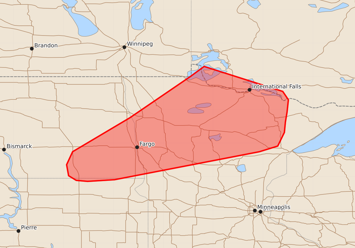 Risk area map for Mesoscale Discussion 1803