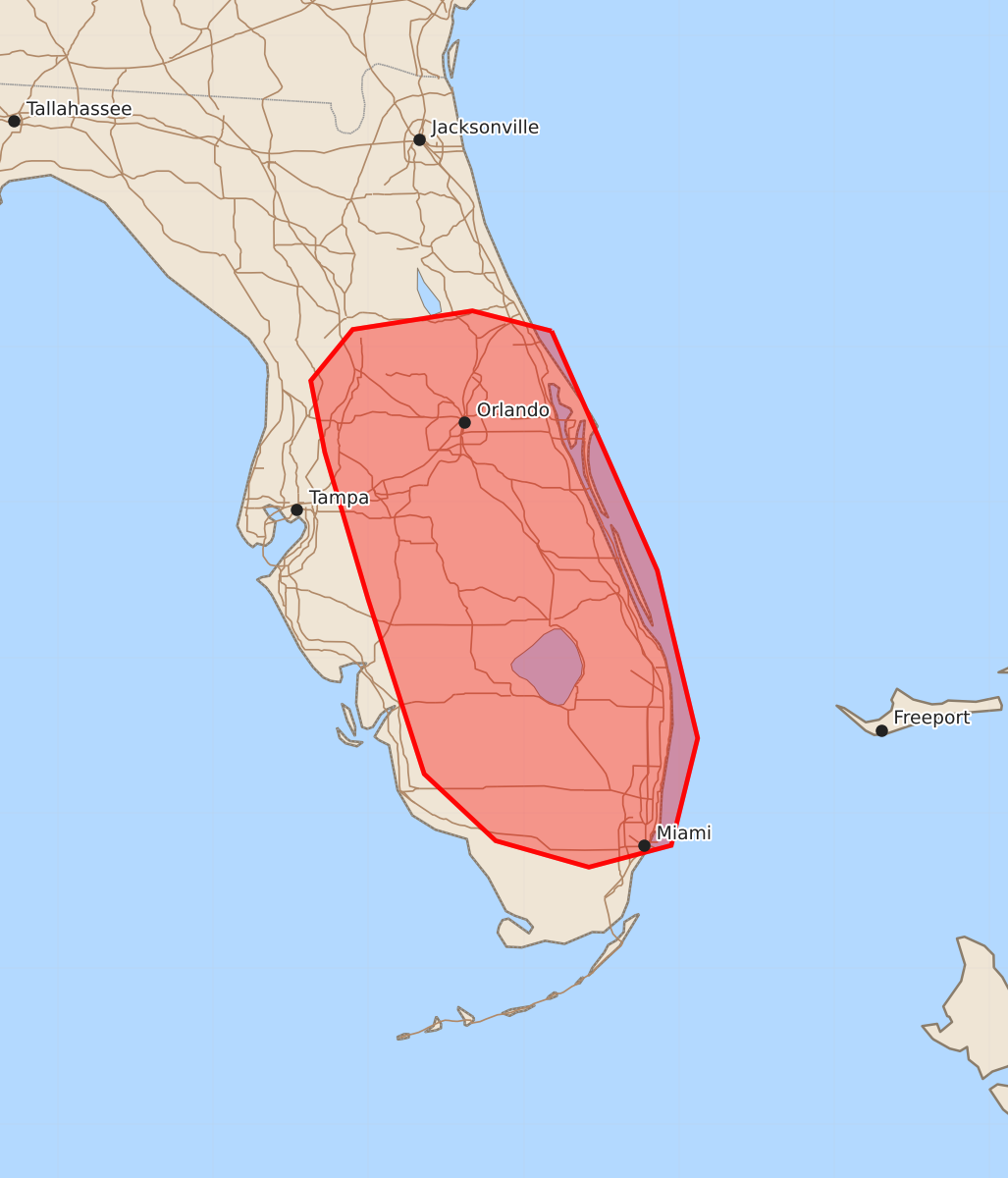 Risk area map for Mesoscale Discussion 1291