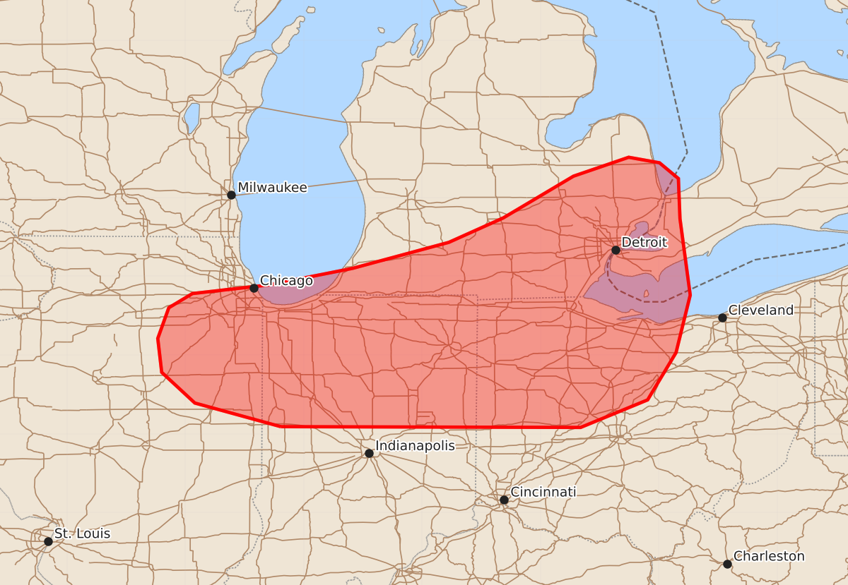 Risk area map for Mesoscale Discussion 1647