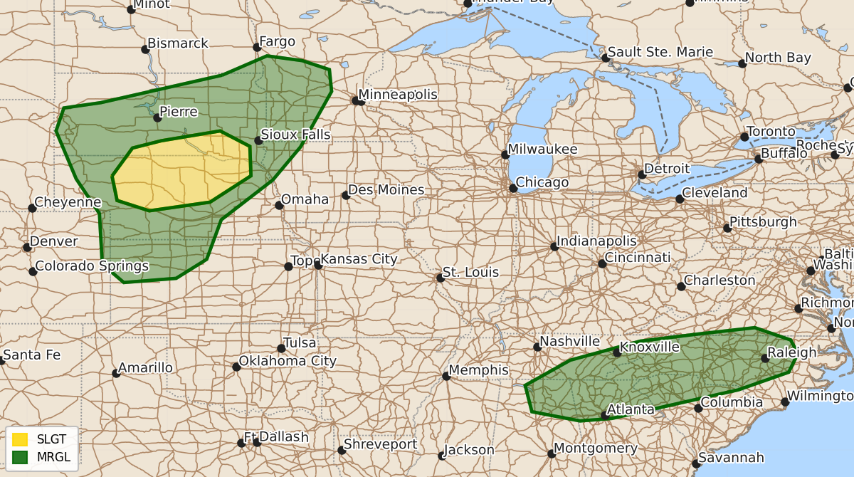 Risk area map for Day 3 Areal Outline