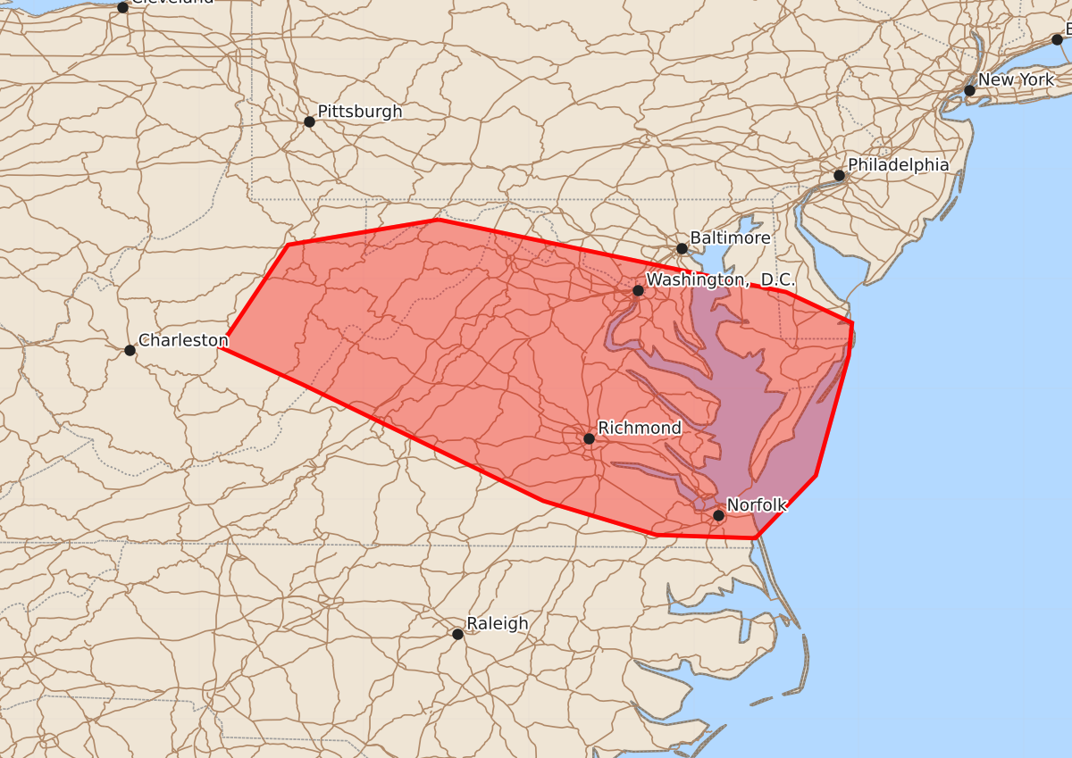 Risk area map for Mesoscale Discussion 1783