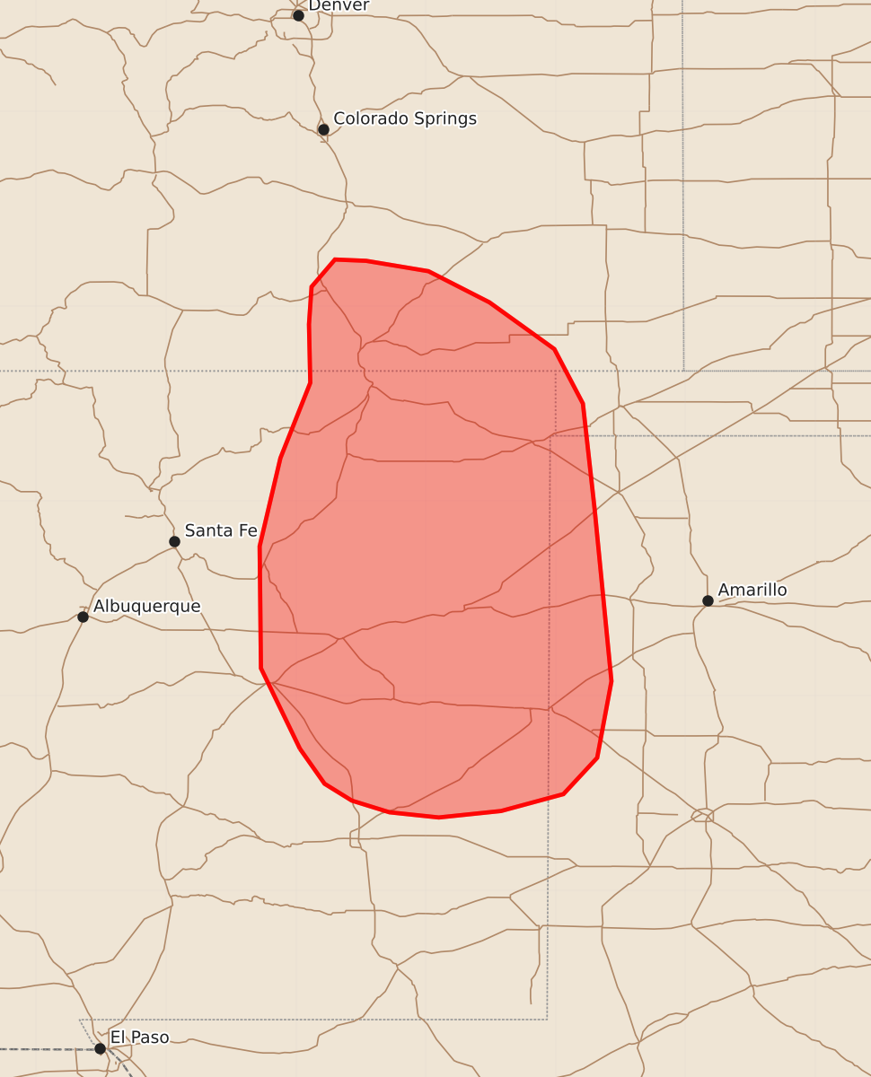 Risk area map for Mesoscale Discussion 1293