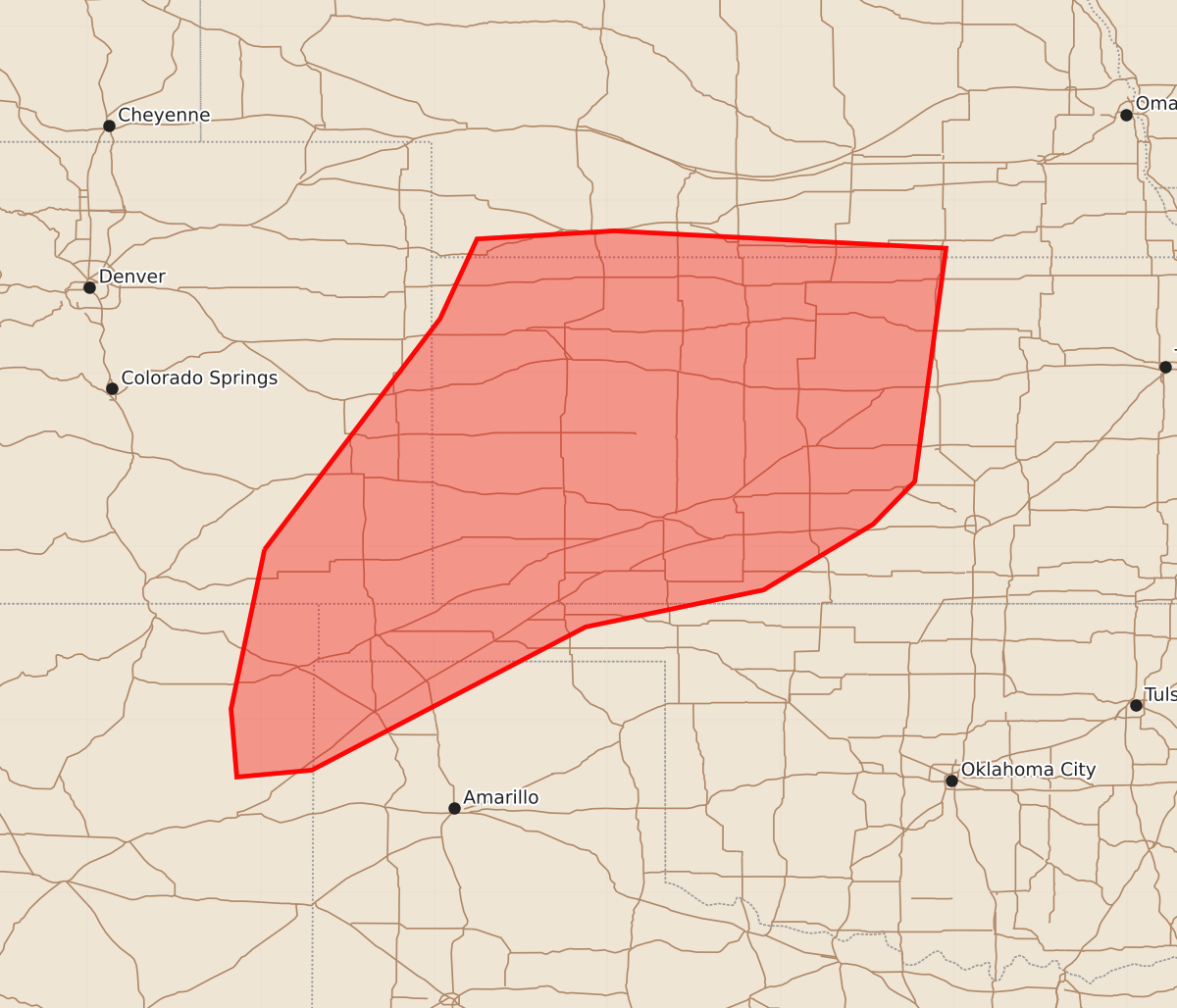 Risk area map for Mesoscale Discussion 1051
