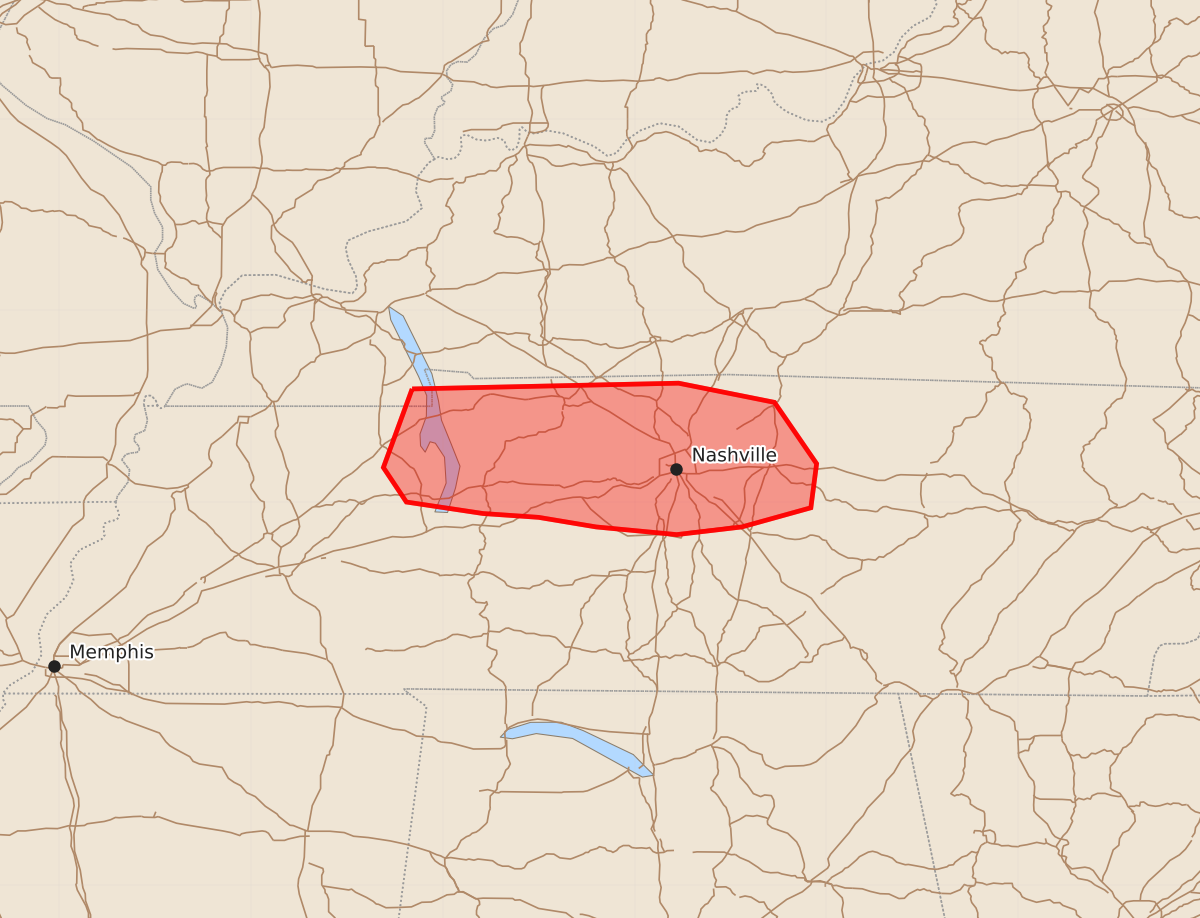 Risk area map for Mesoscale Discussion 2051