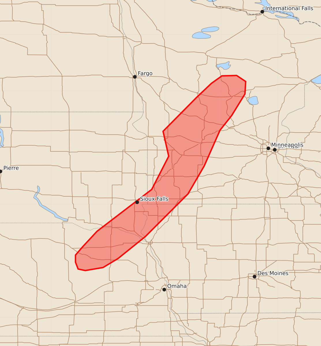 Risk area map for Mesoscale Discussion 2284
