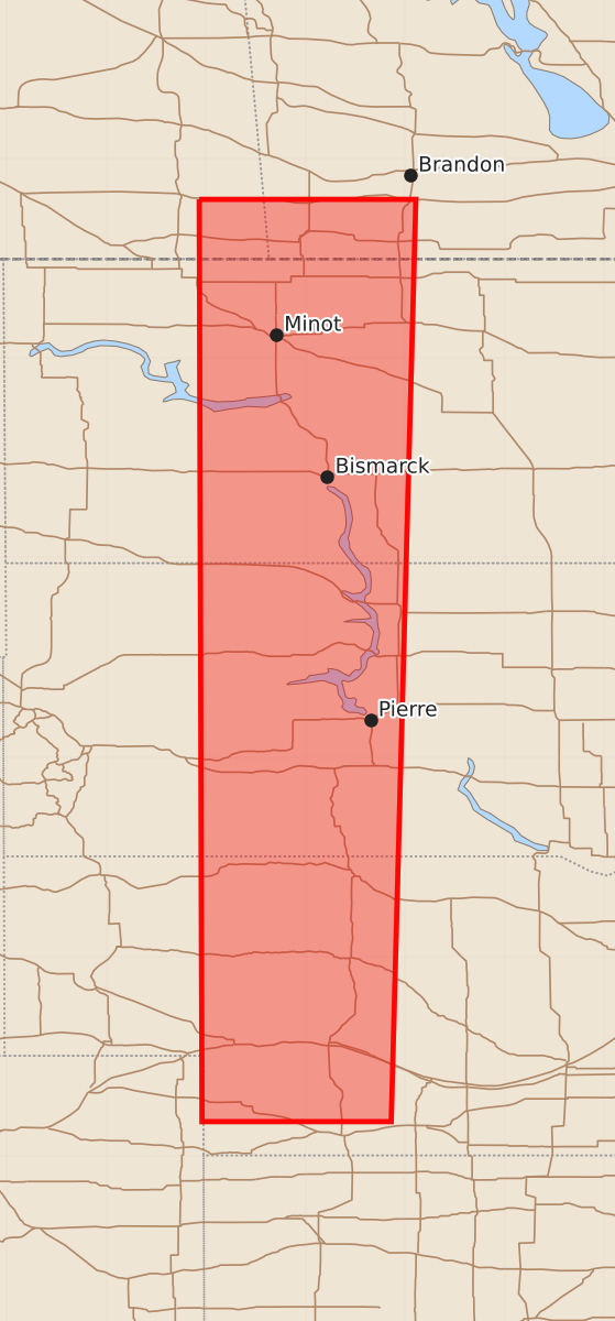 Risk area map for Watch 623 Outline