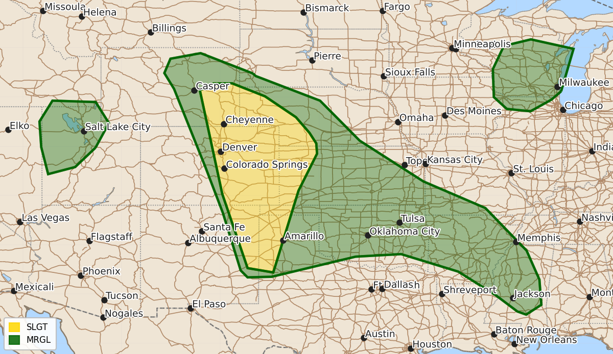 Risk area map for Day 2 Areal Outline