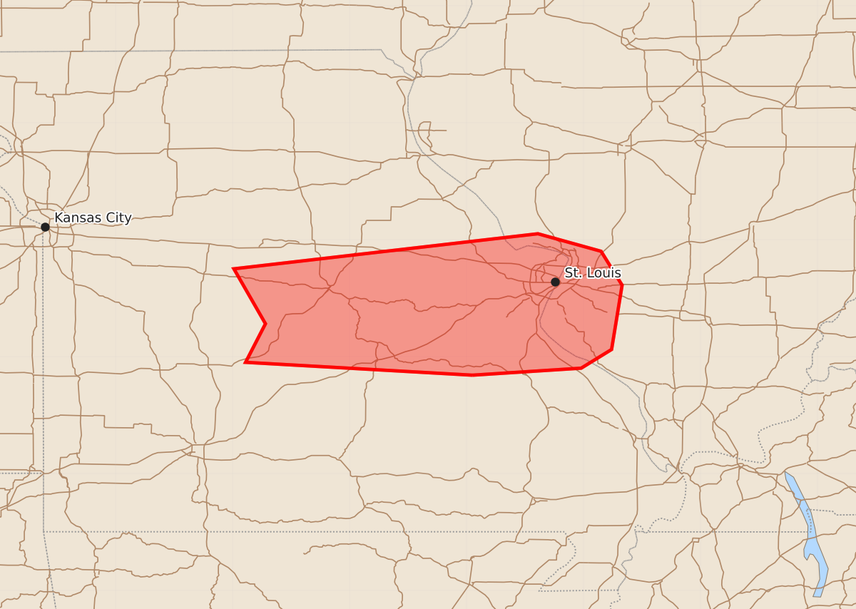 Risk area map for Mesoscale Discussion 1495