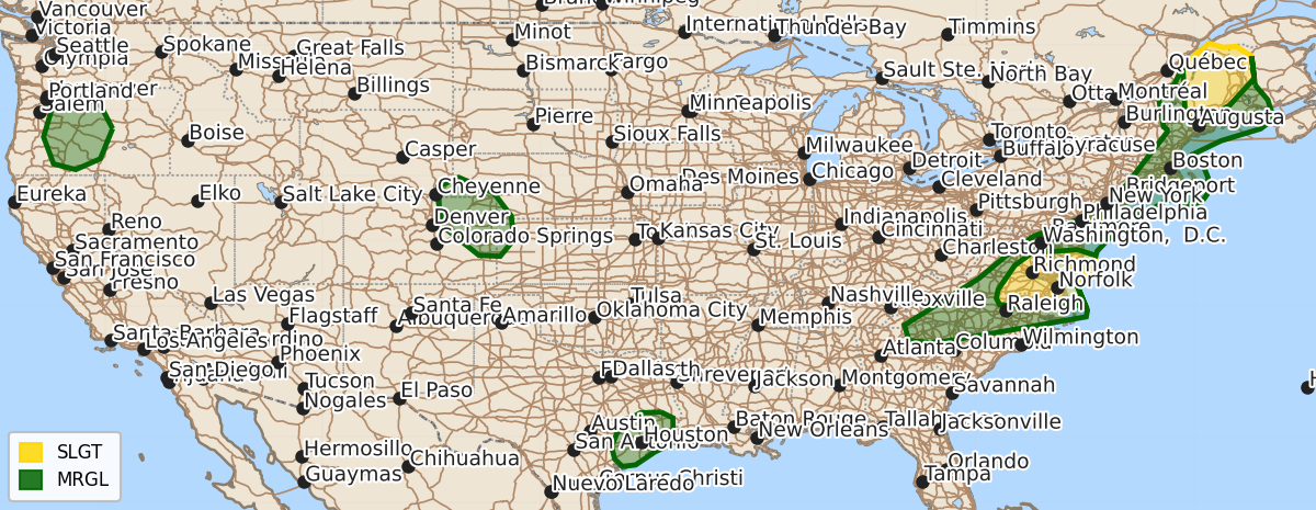 Risk area map for Day 1 Convective Outlook