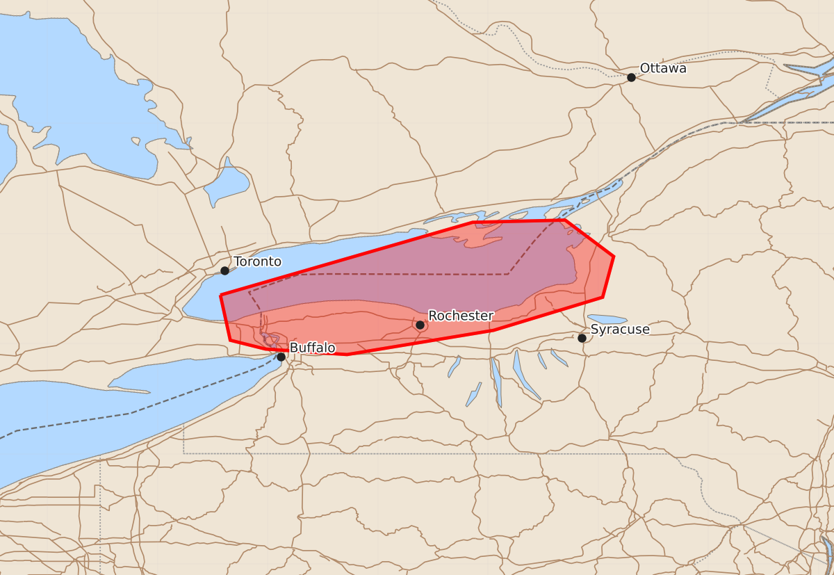 Risk area map for Mesoscale Discussion 1821