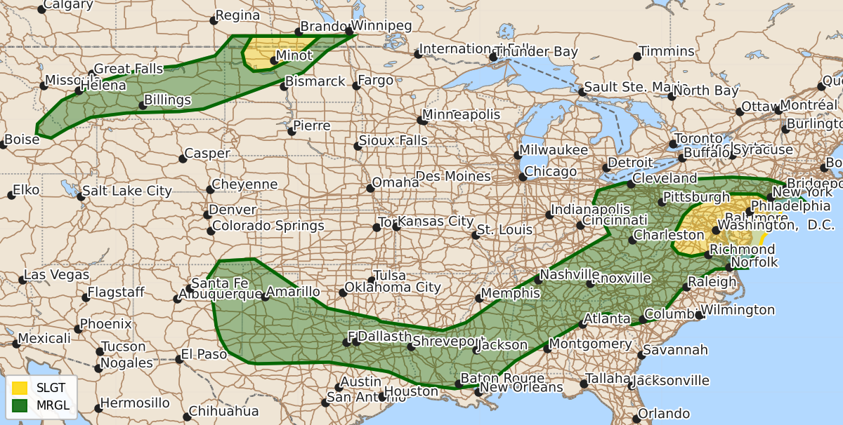 Risk area map for Day 1 Areal Outline