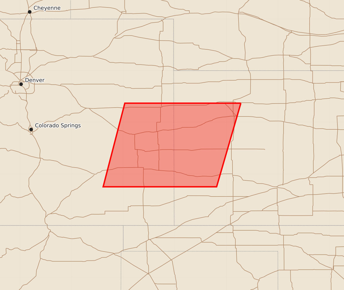 Risk area map for Watch 673 Outline
