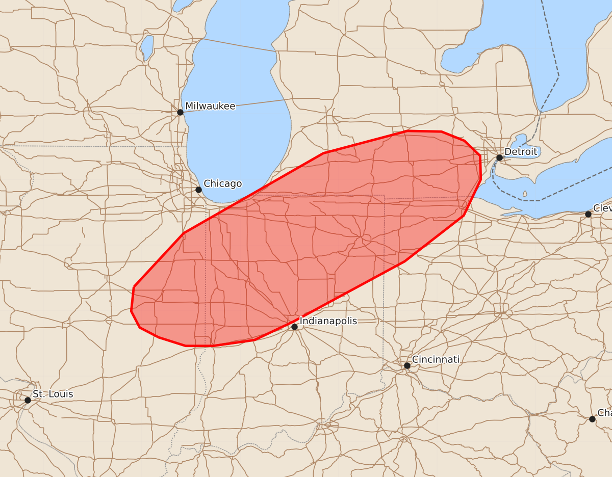 Risk area map for Mesoscale Discussion 2137