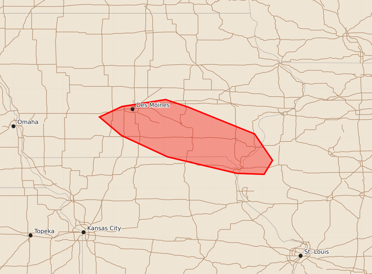 Risk area map for Mesoscale Discussion 1859