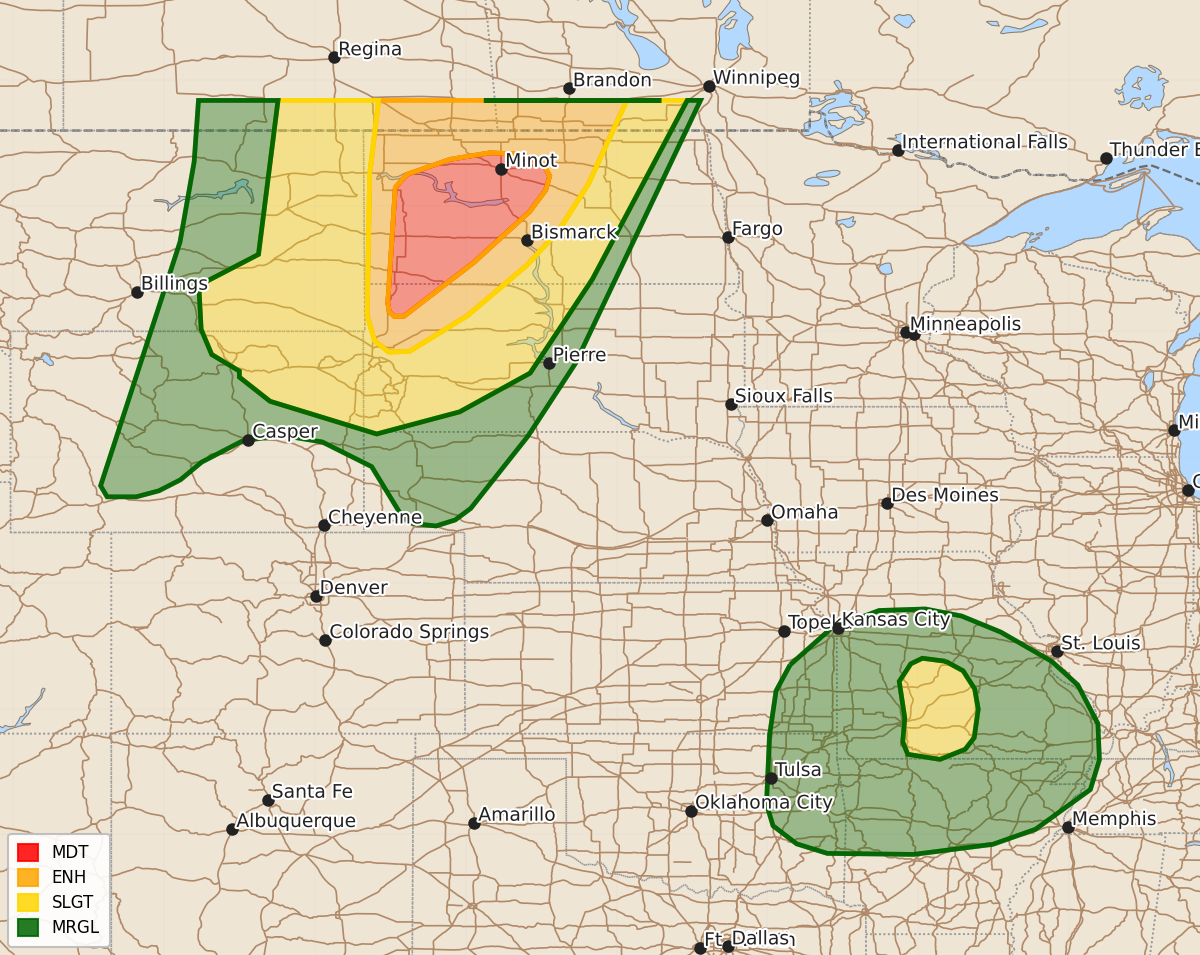 Risk area map for Day 1 Areal Outline