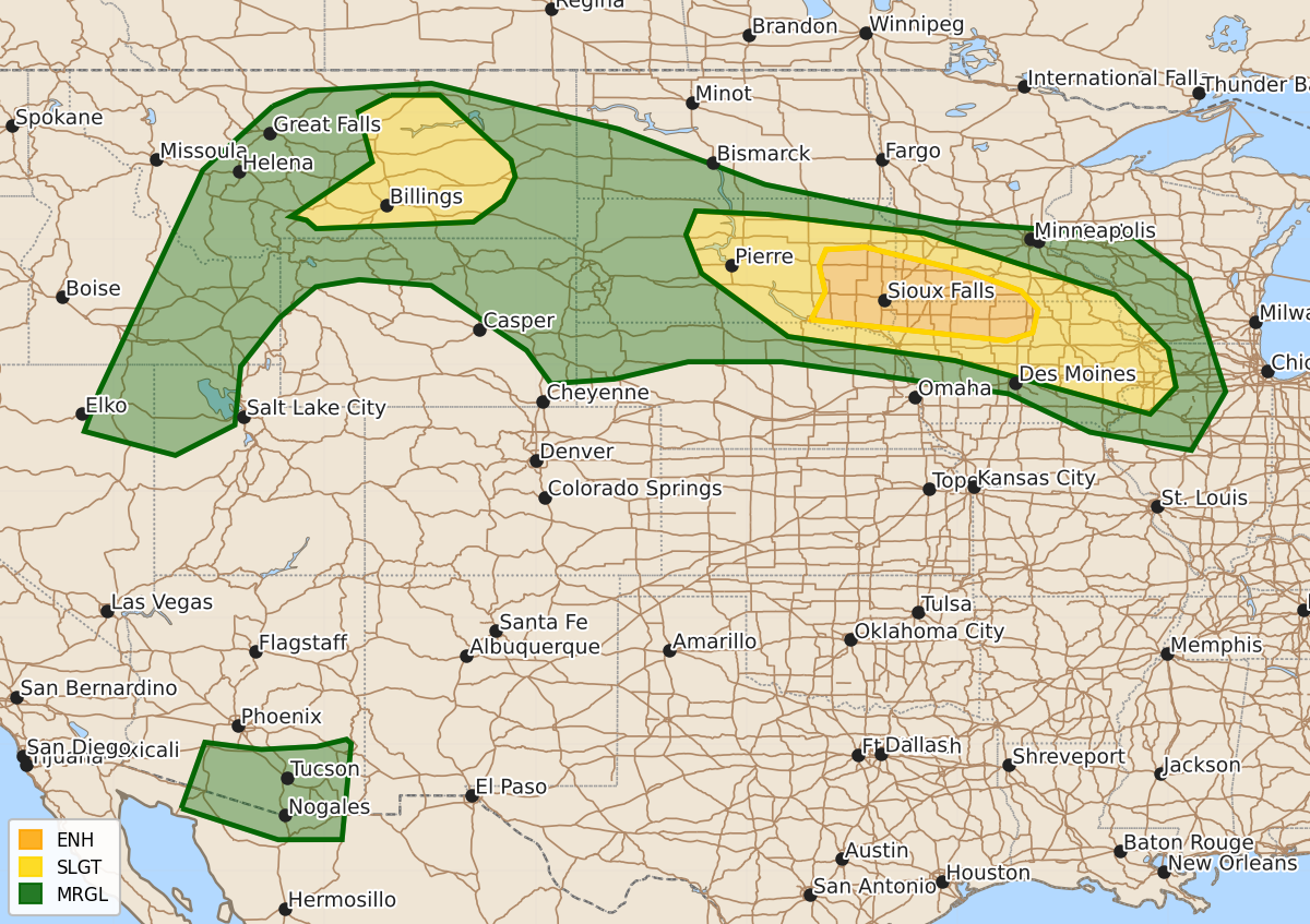 Risk area map for Day 1 Areal Outline