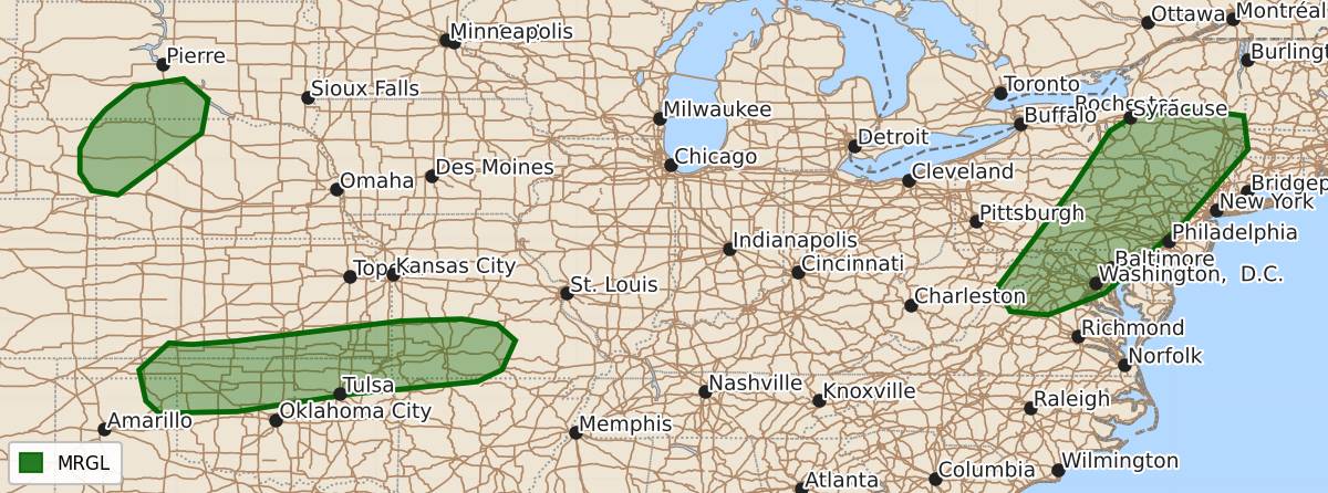 Risk area map for Day 2 Areal Outline